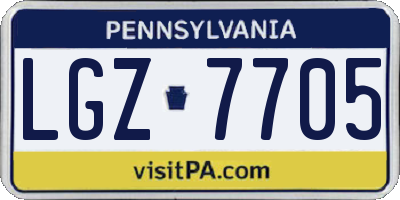 PA license plate LGZ7705