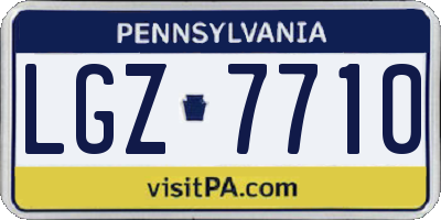 PA license plate LGZ7710