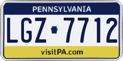 PA license plate LGZ7712