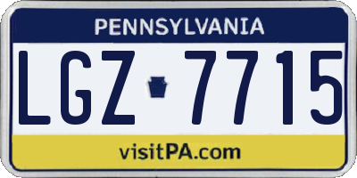 PA license plate LGZ7715