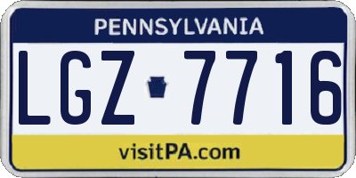 PA license plate LGZ7716