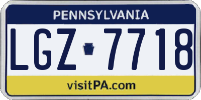 PA license plate LGZ7718