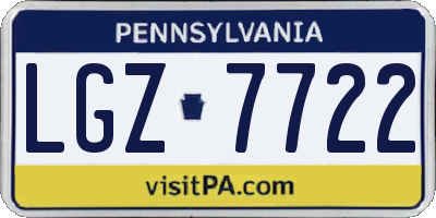 PA license plate LGZ7722