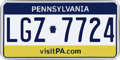 PA license plate LGZ7724