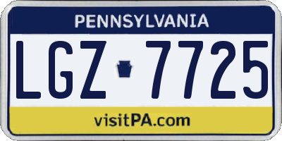 PA license plate LGZ7725