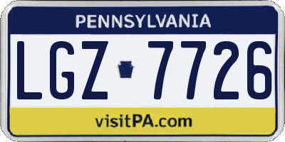 PA license plate LGZ7726