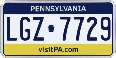PA license plate LGZ7729