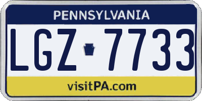 PA license plate LGZ7733