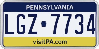 PA license plate LGZ7734
