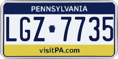 PA license plate LGZ7735