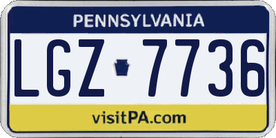 PA license plate LGZ7736