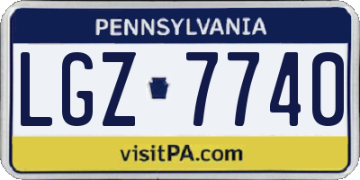 PA license plate LGZ7740