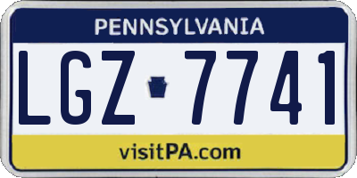 PA license plate LGZ7741
