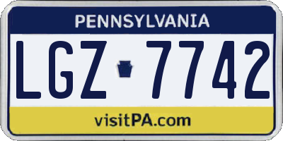PA license plate LGZ7742