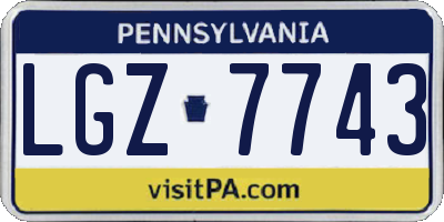 PA license plate LGZ7743