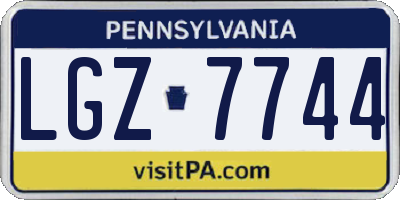 PA license plate LGZ7744
