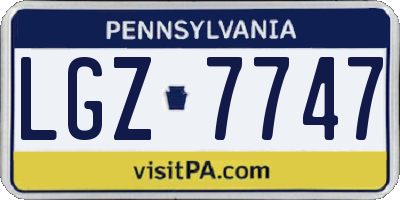 PA license plate LGZ7747