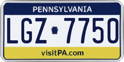 PA license plate LGZ7750
