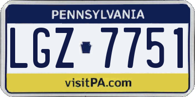 PA license plate LGZ7751