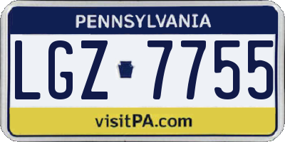 PA license plate LGZ7755