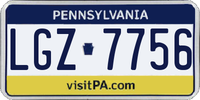 PA license plate LGZ7756