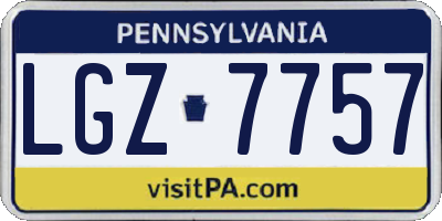 PA license plate LGZ7757