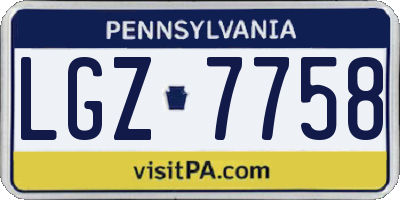 PA license plate LGZ7758