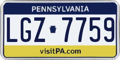 PA license plate LGZ7759
