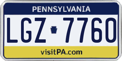 PA license plate LGZ7760