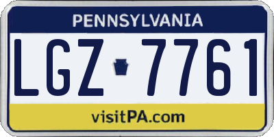 PA license plate LGZ7761