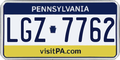 PA license plate LGZ7762