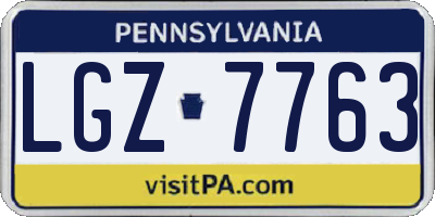 PA license plate LGZ7763