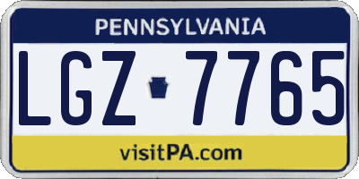 PA license plate LGZ7765