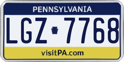 PA license plate LGZ7768