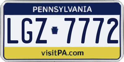 PA license plate LGZ7772