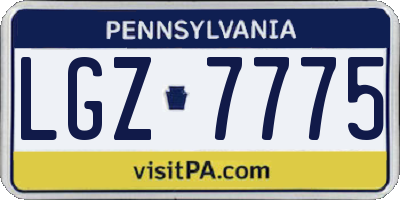 PA license plate LGZ7775