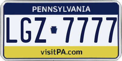 PA license plate LGZ7777