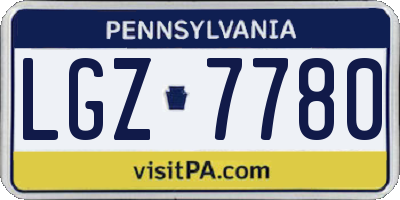 PA license plate LGZ7780