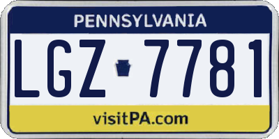 PA license plate LGZ7781