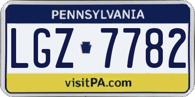 PA license plate LGZ7782