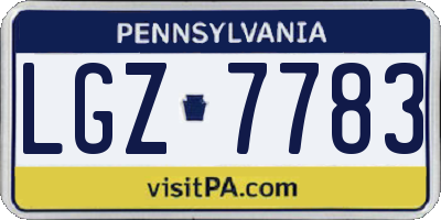 PA license plate LGZ7783