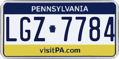 PA license plate LGZ7784