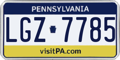 PA license plate LGZ7785