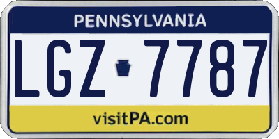 PA license plate LGZ7787