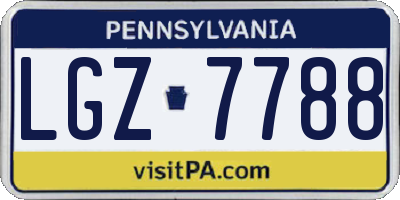 PA license plate LGZ7788