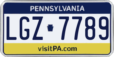 PA license plate LGZ7789