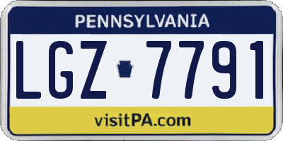 PA license plate LGZ7791