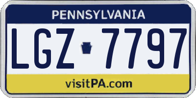 PA license plate LGZ7797