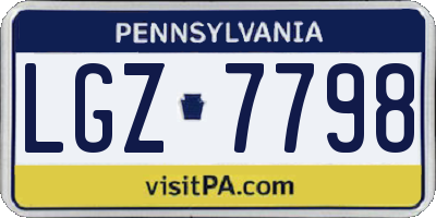 PA license plate LGZ7798