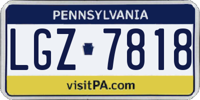 PA license plate LGZ7818